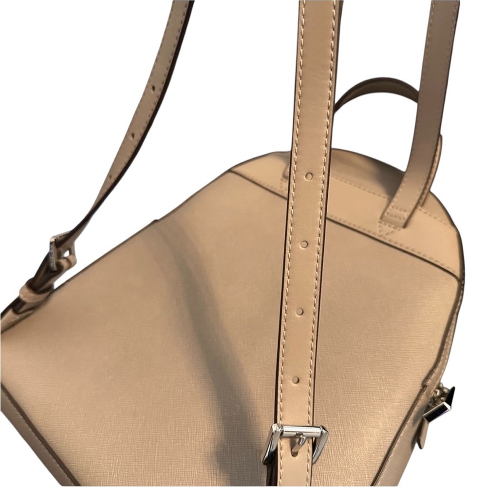 Michael Kors Rhea Backpack Pearl Grey Leather Medium MK Logo - Picture 11 of 16